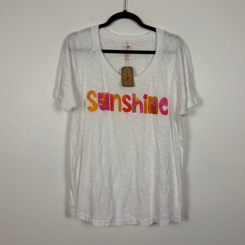 NWT Natural Life Sunshine White Burnout Tee XXL